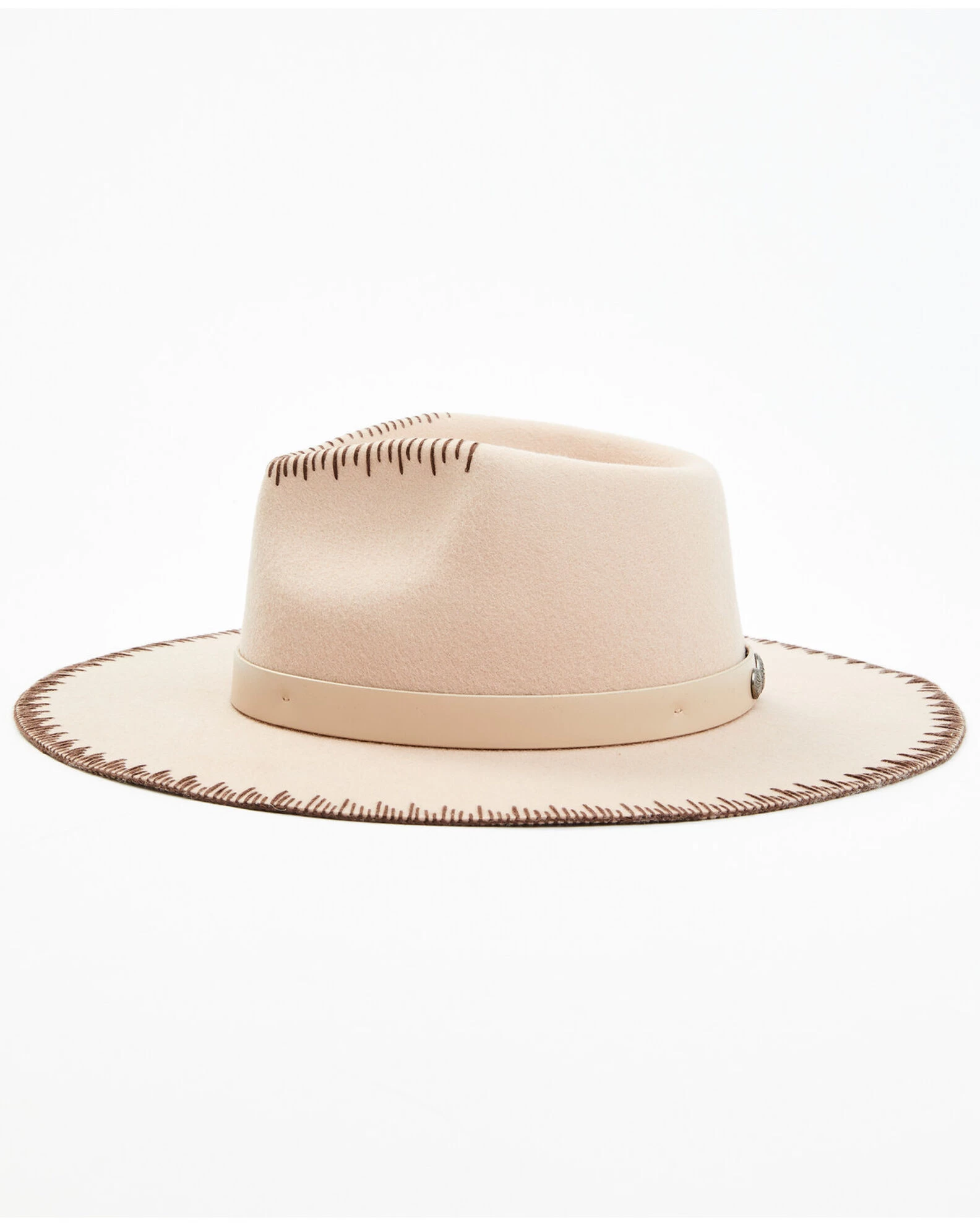 Shyanne Women's Bone Embroidered Edge Fedora Hat 3 Shyanne Women's Bone Embroidered Edge Fedora Hat - Image 3