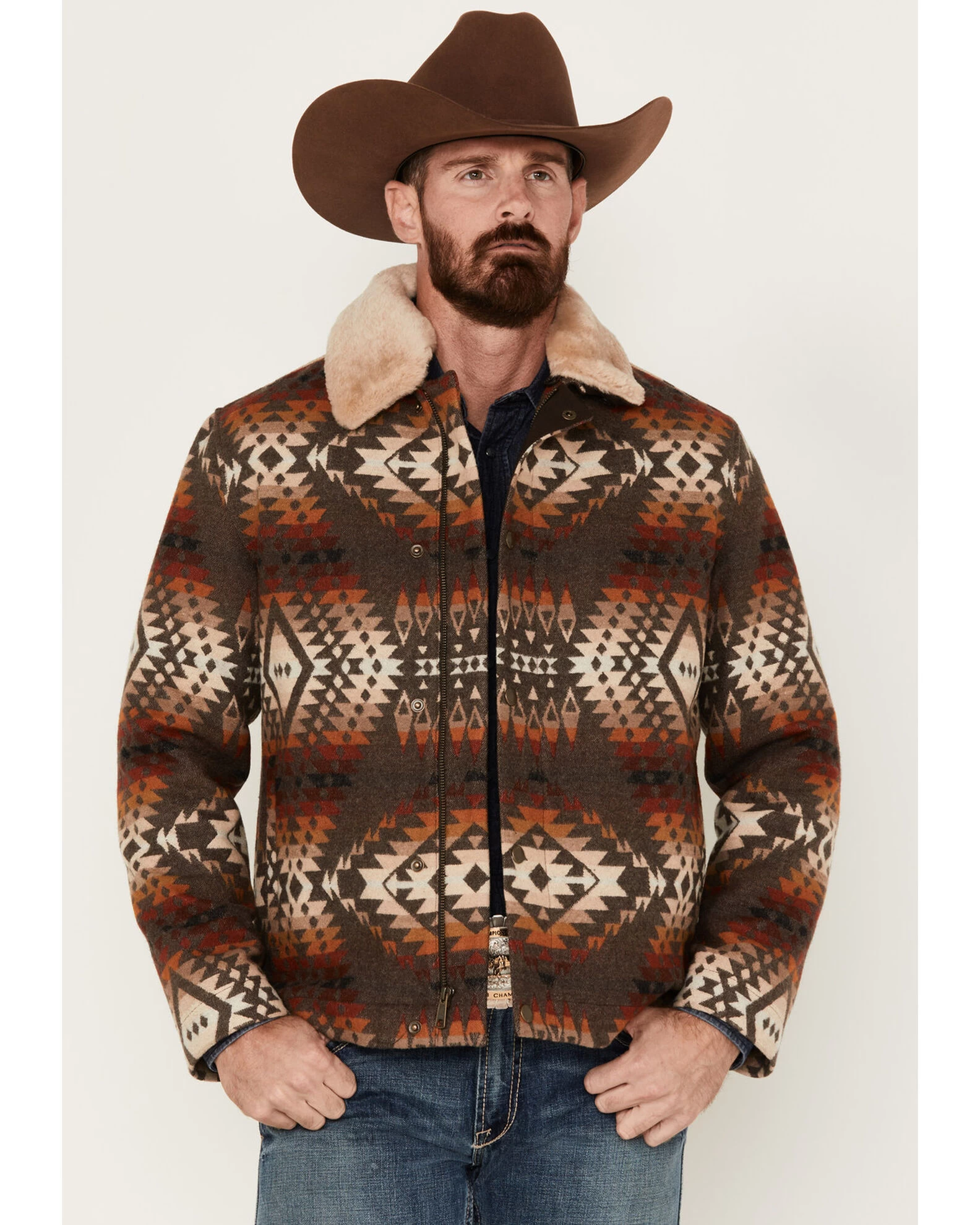 Pendleton Men's Silverton Shearling Collar Wool Coat 1 Pendleton Men's Silverton Shearling Collar Wool Coat