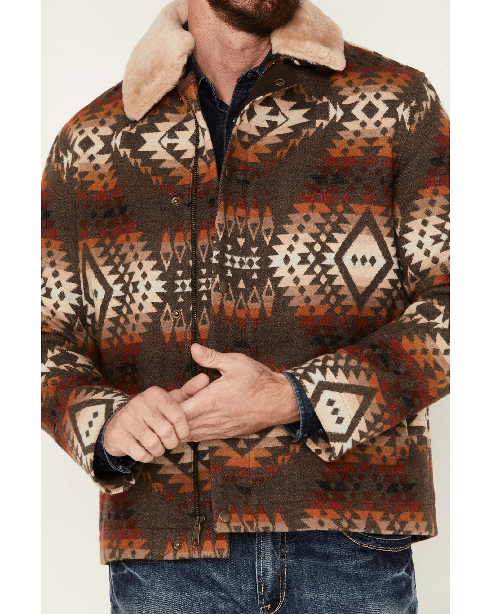 Pendleton Men's Silverton Shearling Collar Wool Coat 3 Pendleton Men's Silverton Shearling Collar Wool Coat - Image 3