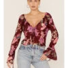 Free People Women's Floral Print Of Paradise Tie Front Crop Top