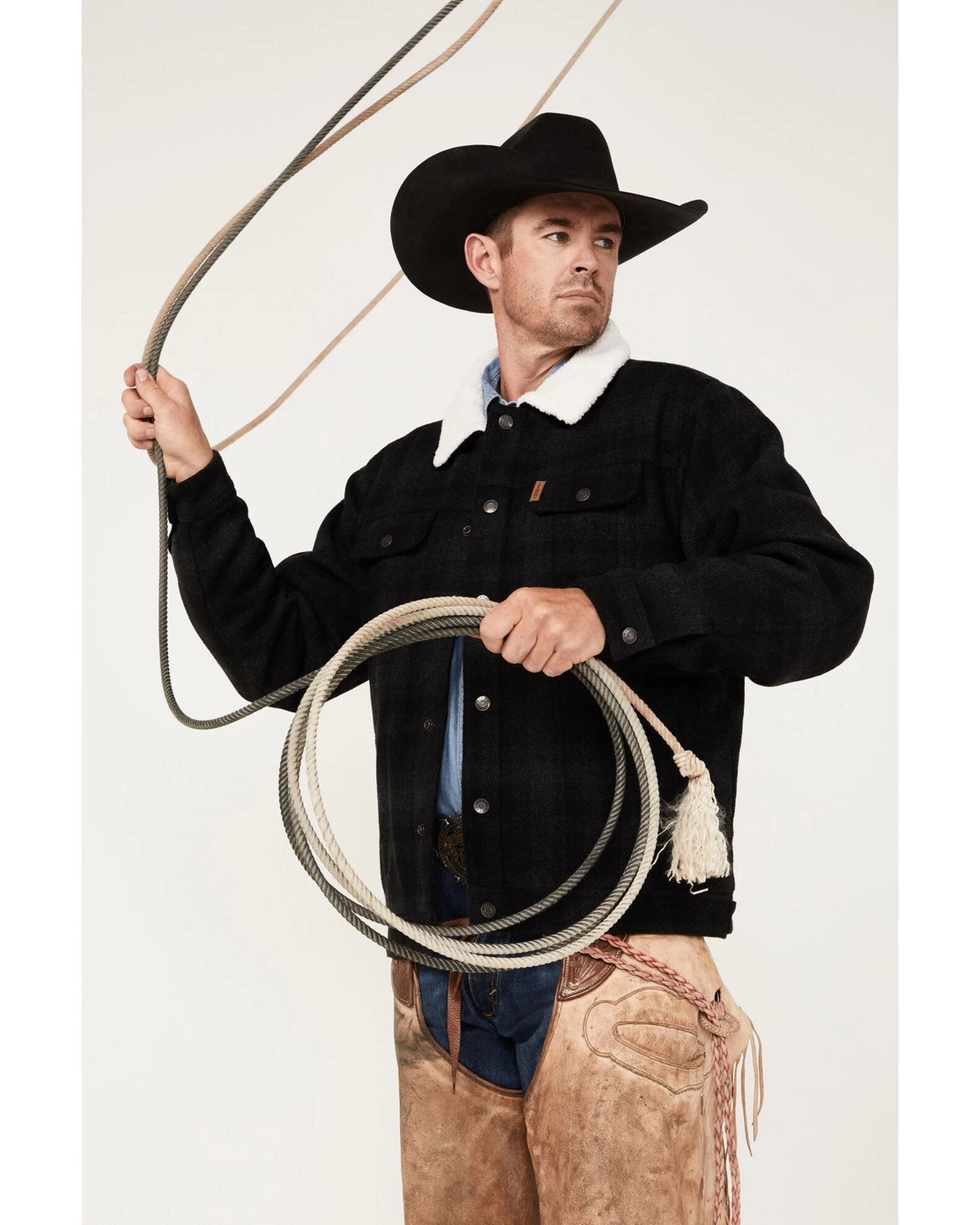 Cinch Men's Solid Sherpa-Lined CC Snap Wool Trucker Jacket 2 Cinch Men's Solid Sherpa-Lined CC Snap Wool Trucker Jacket - Image 2