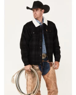 Cinch Men's Solid Sherpa-Lined CC Snap Wool Trucker Jacket 7 Cinch Men's Solid Sherpa-Lined CC Snap Wool Trucker Jacket -Cowboy Pradise 2000375191 001 P3