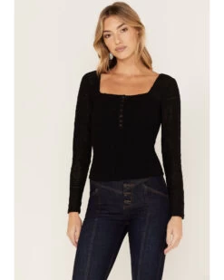 Idyllwind Women's Smocked Lace Long Sleeve Top