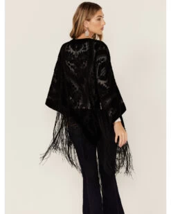 Idyllwind Women's Velvet Floral Fringe Kimono -Cowboy Pradise 2000375290 001 P4