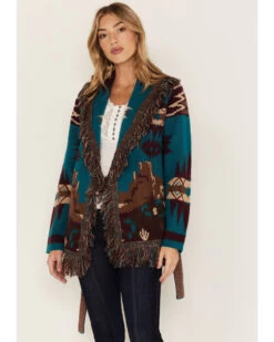 Idyllwind Women's River Run Southwestern Print Belted Cardigan