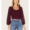 Idyllwind Women's Date Night Floral Lace Crop Top