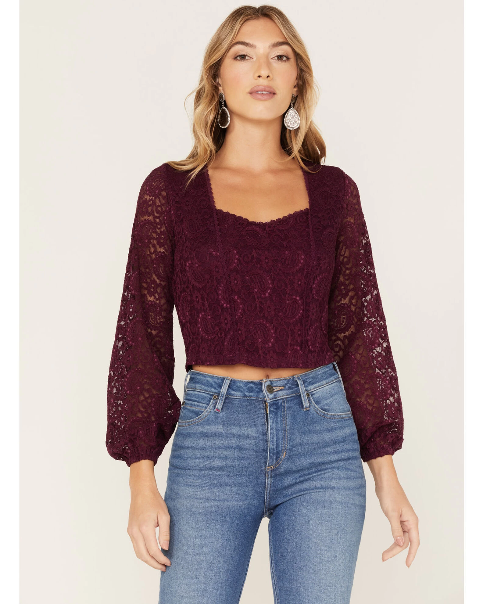 Idyllwind Women's Date Night Floral Lace Crop Top 1 Idyllwind Women's Date Night Floral Lace Crop Top