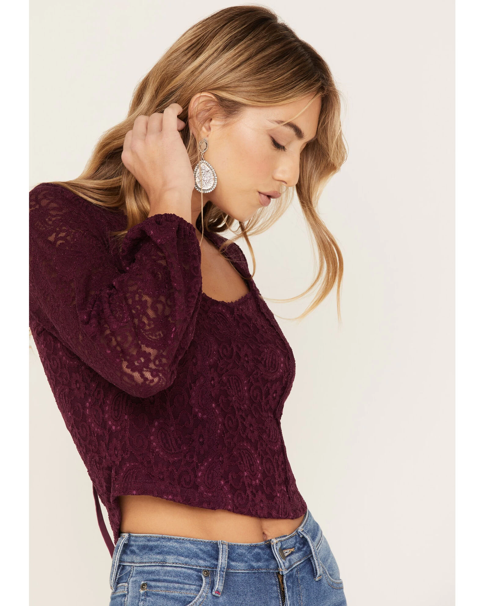 Idyllwind Women's Date Night Floral Lace Crop Top 2 Idyllwind Women's Date Night Floral Lace Crop Top - Image 2