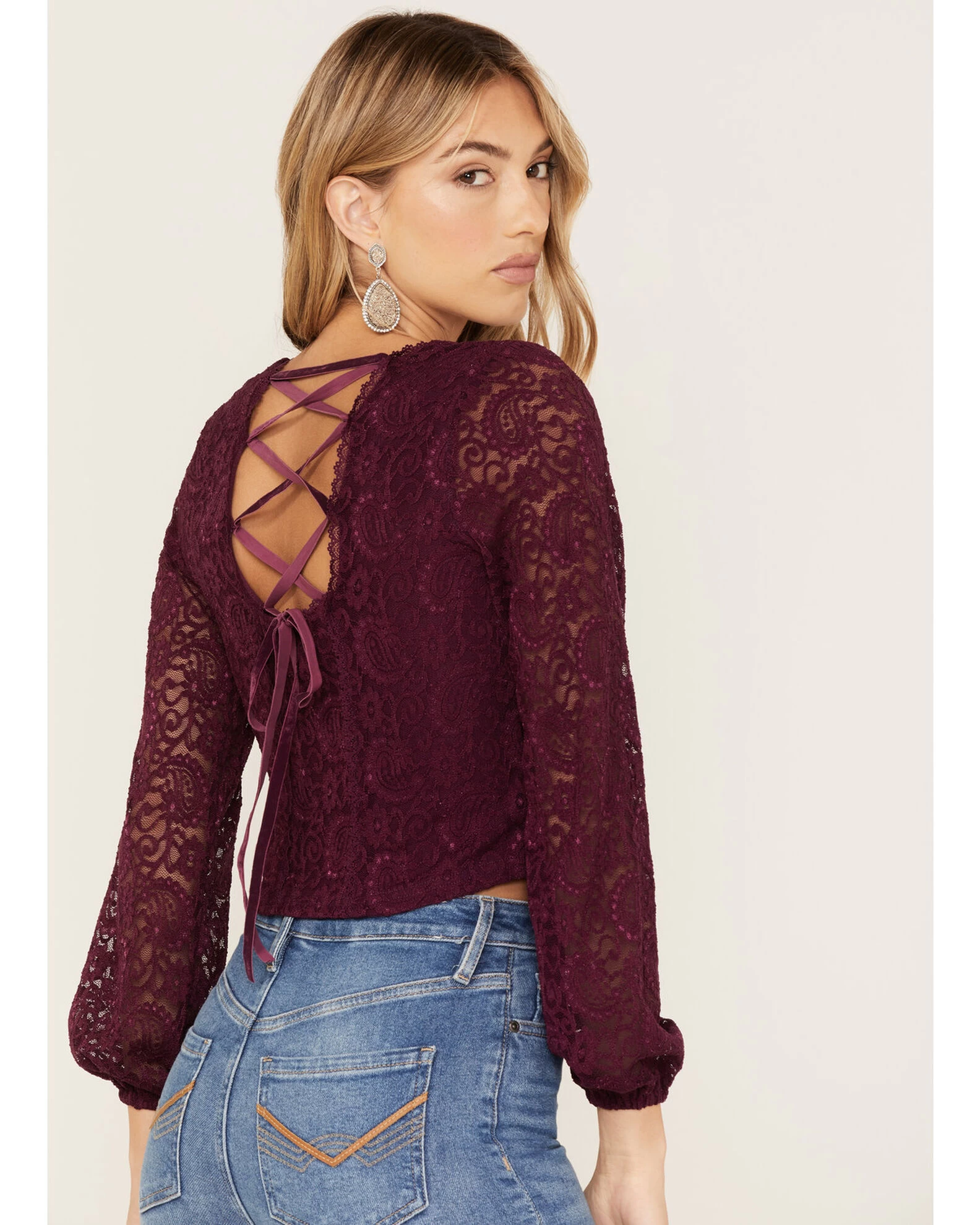 Idyllwind Women's Date Night Floral Lace Crop Top 3 Idyllwind Women's Date Night Floral Lace Crop Top - Image 3
