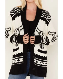 Idyllwind Women's Steer Head Knit Boyfriend Cardigan 6 Idyllwind Women's Steer Head Knit Boyfriend Cardigan -Cowboy Pradise 2000375313 001 P3