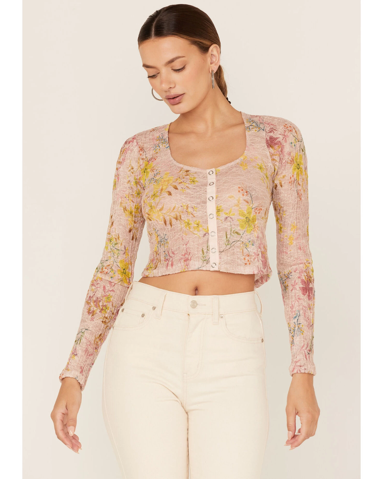 Free People Women's Angelina Floral Print Crop Top 1 Free People Women's Angelina Floral Print Crop Top