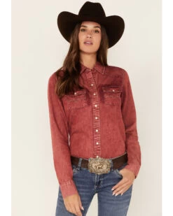 Kimes Ranch Women's Kaycee Denim Long Sleeve Pearl Snap Western Core Shirt 