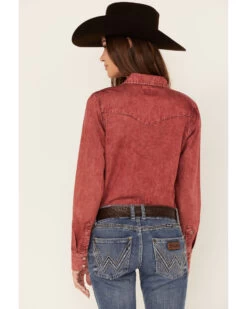 Kimes Ranch Women's Kaycee Denim Long Sleeve Pearl Snap Western Core Shirt  -Cowboy Pradise 2000377220 640 P4