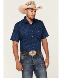 Ely Walker Men's Mini Southwestern Print Short Sleeve Pearl Snap Western Shirt