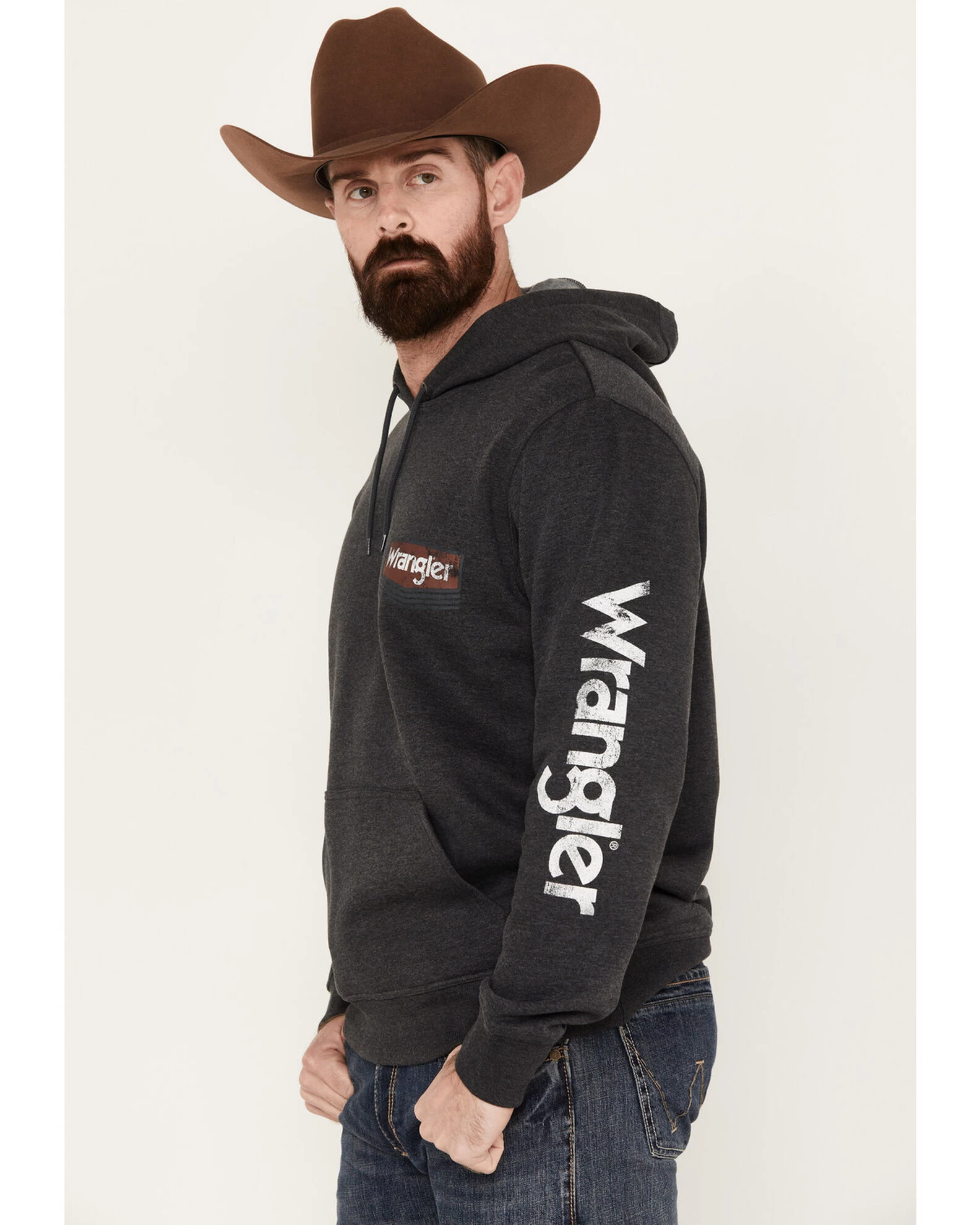 Wrangler Men's Logo Hooded Sweatshirt 2 Wrangler Men's Logo Hooded Sweatshirt - Image 2