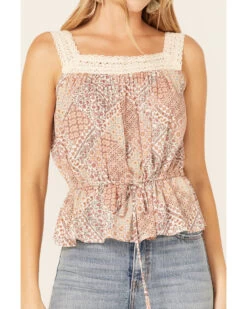 Wild Moss Women's Floral Paisley Patchwork Crochet Tank Top 6 Wild Moss Women's Floral Paisley Patchwork Crochet Tank Top -Cowboy Pradise 2000378753 103 P3