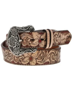Hooey Women's Original Embossed Floral Filigree Western Belt