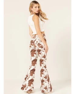 Saints & Hearts Women's High Rise Cow Print Flare Jeans -Cowboy Pradise 2000379203 103 P3