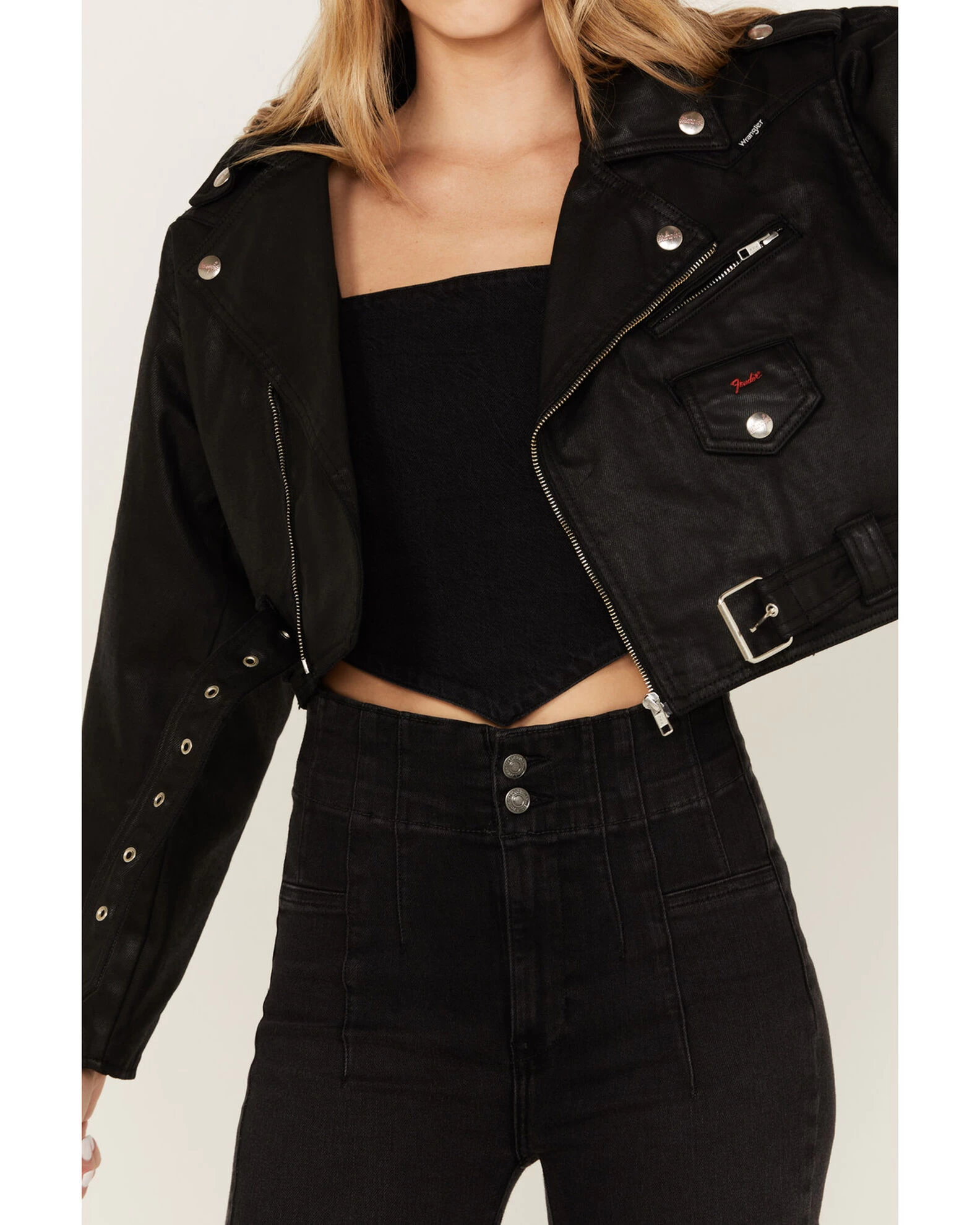 Wrangler X Fender Women's Cropped Moto Jacket 3 Wrangler X Fender Women's Cropped Moto Jacket - Image 3