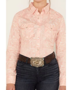 Wrangler Women's Cactus Print Western Pearl Snap Shirt 6 Wrangler Women's Cactus Print Western Pearl Snap Shirt -Cowboy Pradise 2000379719 650 P3