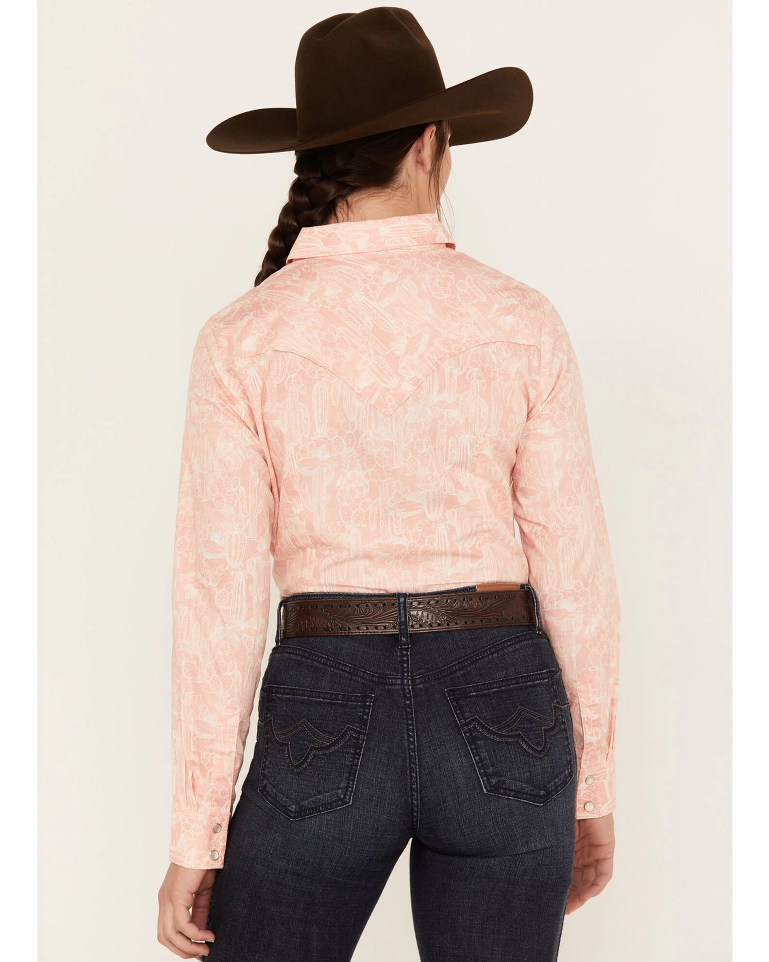 Wrangler Women's Cactus Print Western Pearl Snap Shirt 4 Wrangler Women's Cactus Print Western Pearl Snap Shirt - Image 4