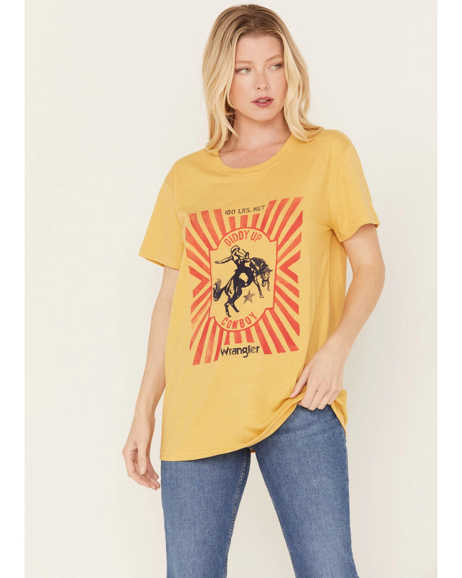 Wrangler Women's Giddy Up Cowboy Short Sleeve Graphic Tee 1 Wrangler Women's Giddy Up Cowboy Short Sleeve Graphic Tee