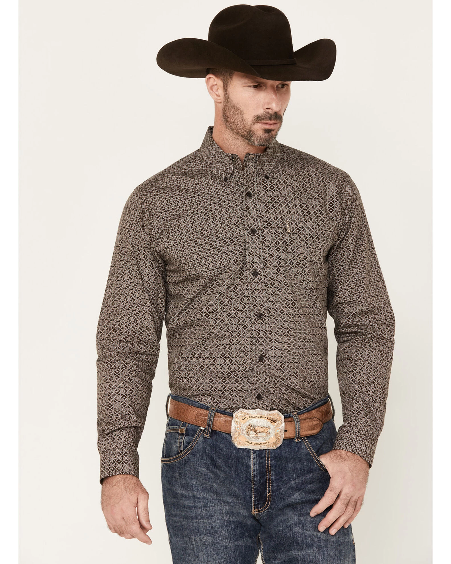 Cinch Men's Modern Fit Geo Print Long Sleeve Button Down Western Shirt 1 Cinch Men's Modern Fit Geo Print Long Sleeve Button Down Western Shirt