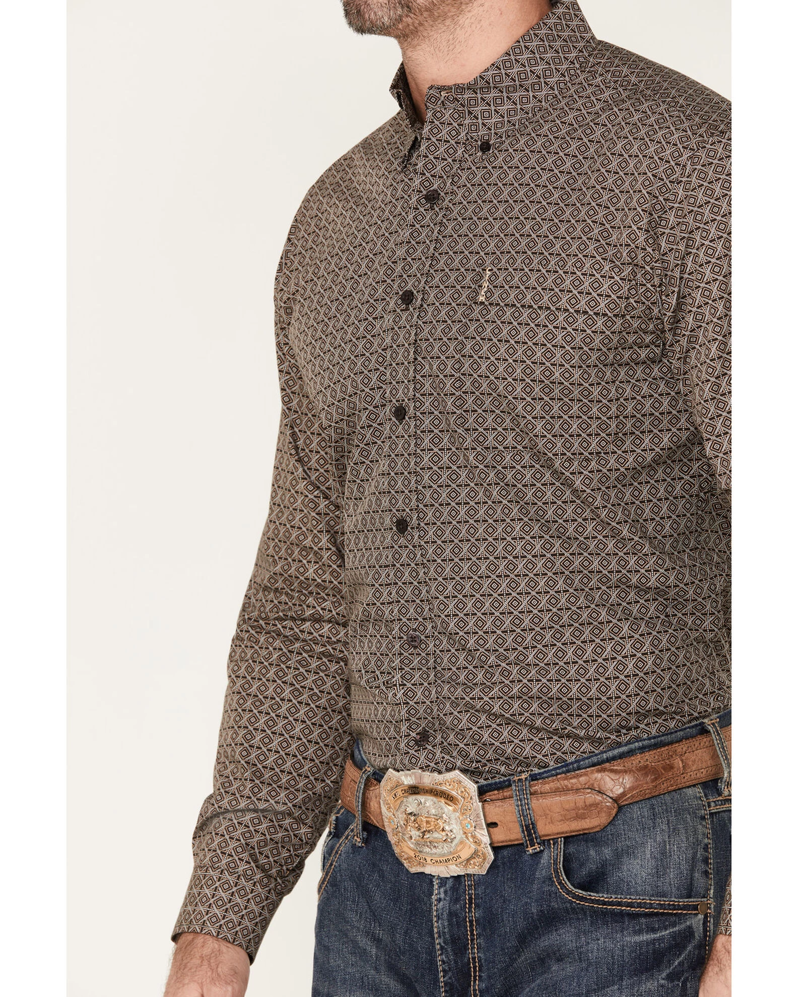Cinch Men's Modern Fit Geo Print Long Sleeve Button Down Western Shirt 3 Cinch Men's Modern Fit Geo Print Long Sleeve Button Down Western Shirt - Image 3
