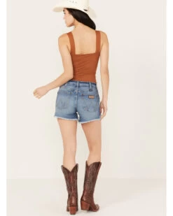 Wrangler Retro Women's Medium Wash High Rise Denim Shorts -Cowboy Pradise 2000380205 400 P3