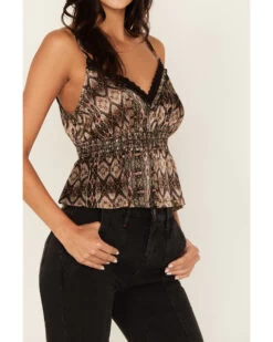 Shyanne Women's Southwestern Print Lace Cami Top -Cowboy Pradise 2000380640 251 P3