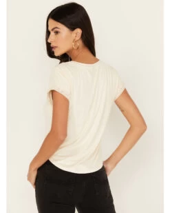 Shyanne Women's Crochet Trim Short Sleeve Faux Suede Tee -Cowboy Pradise 2000380673 105 P4