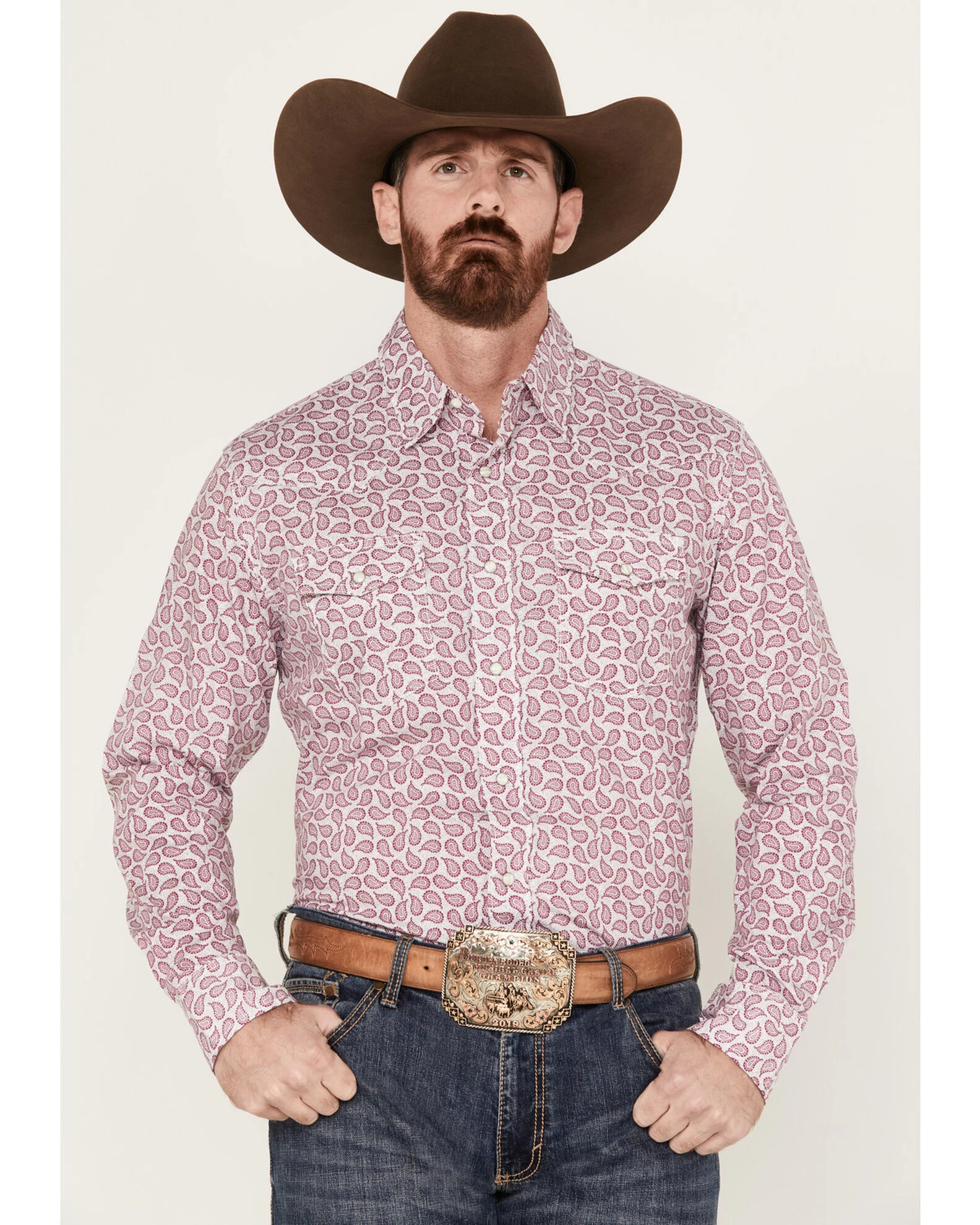 Wrangler 20x Men's Paisley Print Long Sleeve Pearl Snap Western Competition Shirt