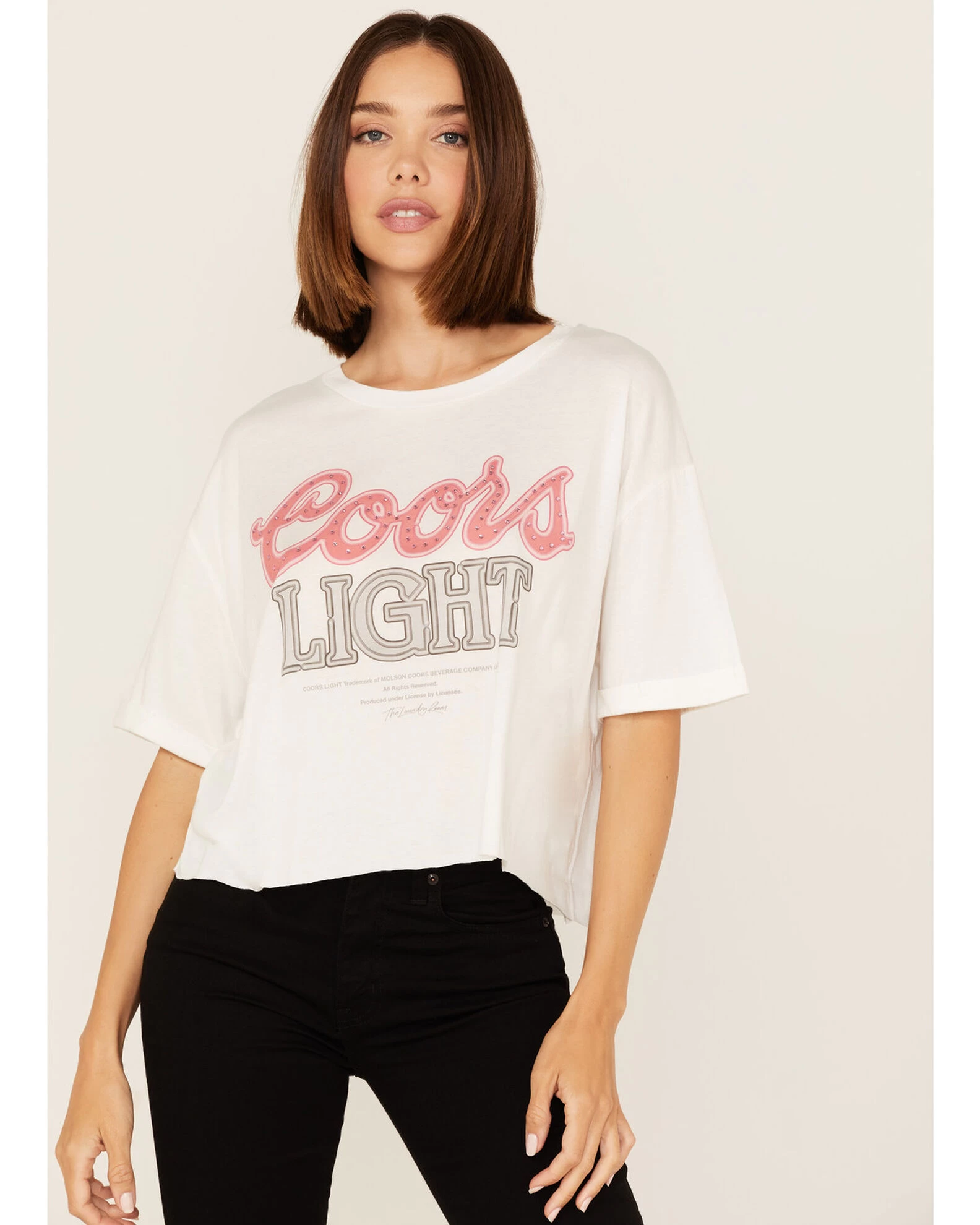 The Laundry Room Women's Coors Light Rhinestone Neon Light Graphic Tee 2 The Laundry Room Women's Coors Light Rhinestone Neon Light Graphic Tee - Image 2
