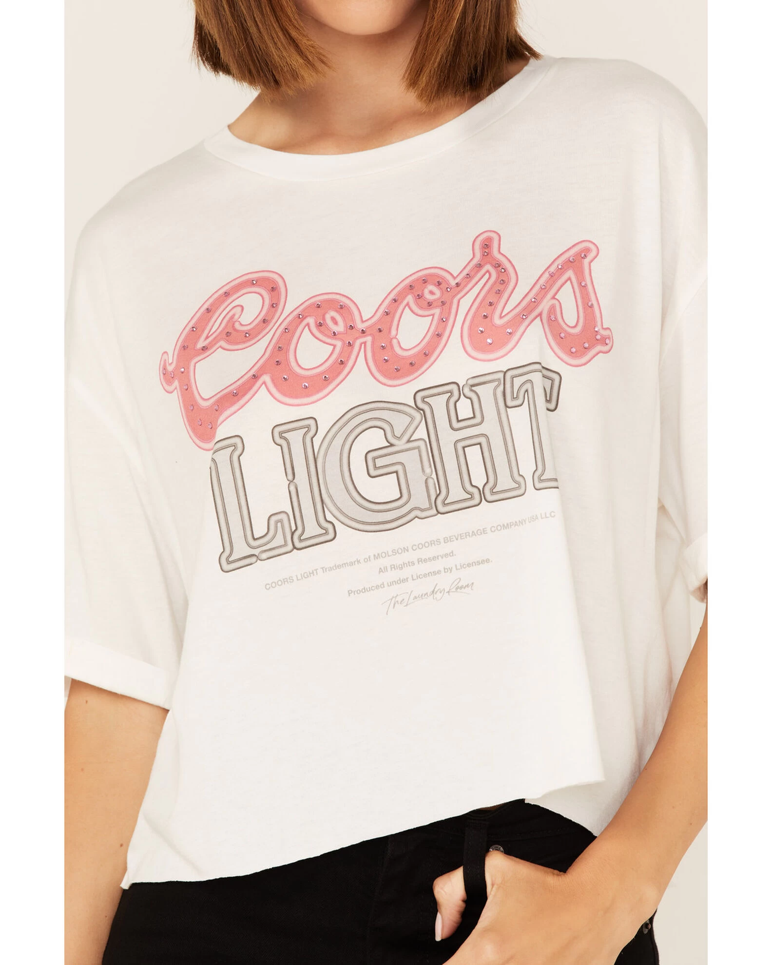 The Laundry Room Women's Coors Light Rhinestone Neon Light Graphic Tee 3 The Laundry Room Women's Coors Light Rhinestone Neon Light Graphic Tee - Image 3