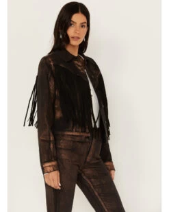 Idyllwind Women's Cropped Fringe Denim Jacket