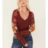 Free People Women's Amara Floral Print Long Sleeve Top