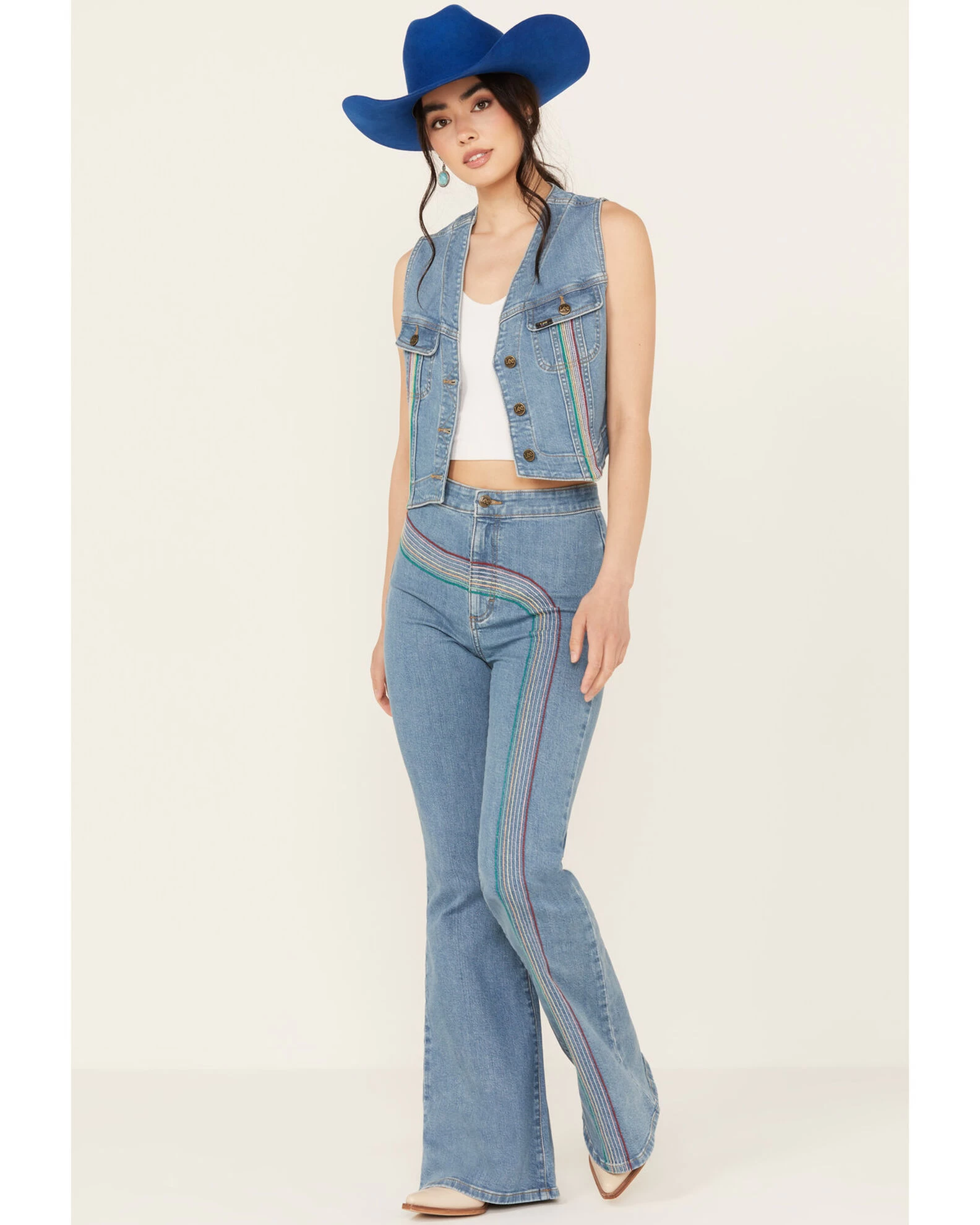 Lee Women's Light Wash High Rise Rainbow Super Flare Jeans 1 Lee Women's Light Wash High Rise Rainbow Super Flare Jeans