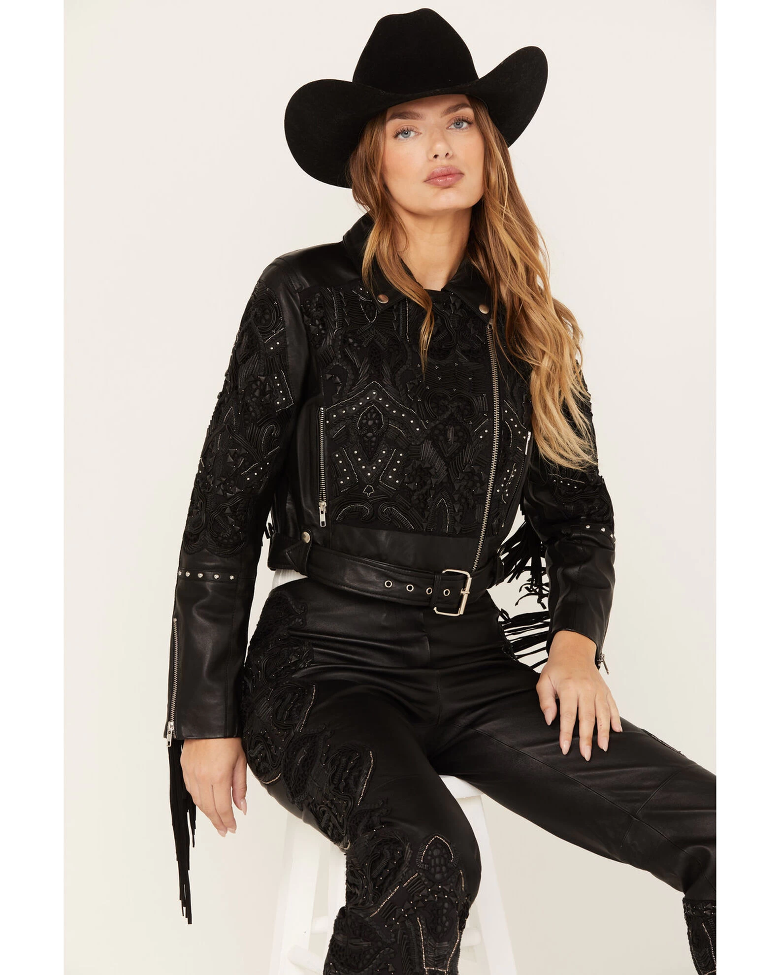 Wonderwest Women's Studded Leather Moto Jacket 1 Wonderwest Women's Studded Leather Moto Jacket