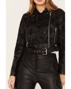 Wonderwest Women's Studded Leather Moto Jacket 6 Wonderwest Women's Studded Leather Moto Jacket -Cowboy Pradise 2000382470 001 P3