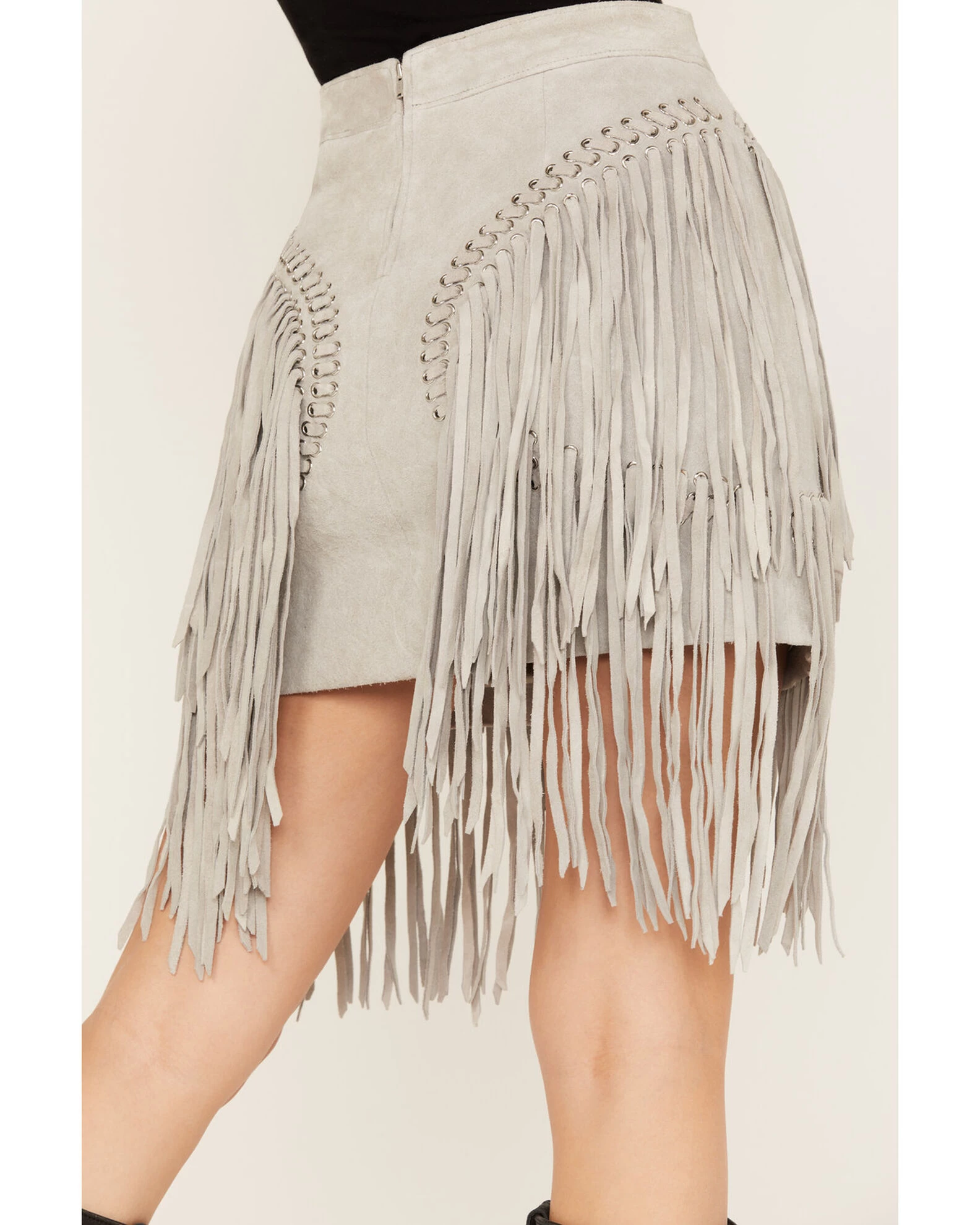 Wonderwest Women's Suede Fringe Mini Skirt 4 Wonderwest Women's Suede Fringe Mini Skirt - Image 4