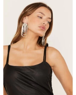 Wonderwest Women's Silver Jeweled LoopĀ Earrings