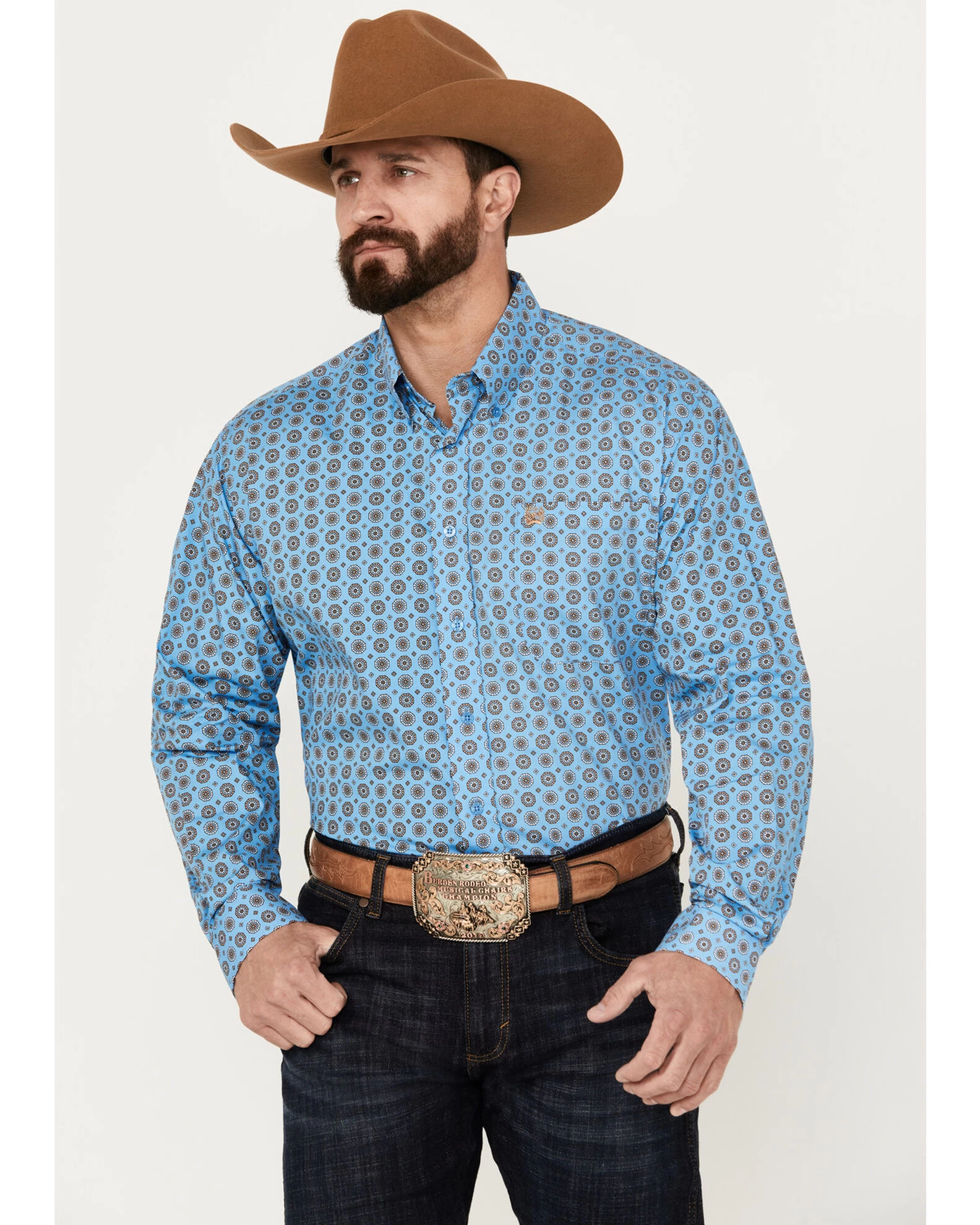 Cinch Men's Medallion Print Long Sleeve Button-Down Western Shirt 1 Cinch Men's Medallion Print Long Sleeve Button-Down Western Shirt