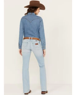 Wrangler Retro Women's Mid Rise Light Wash Mae Wide Leg Trouser Jeans -Cowboy Pradise 2000384128 412 P3