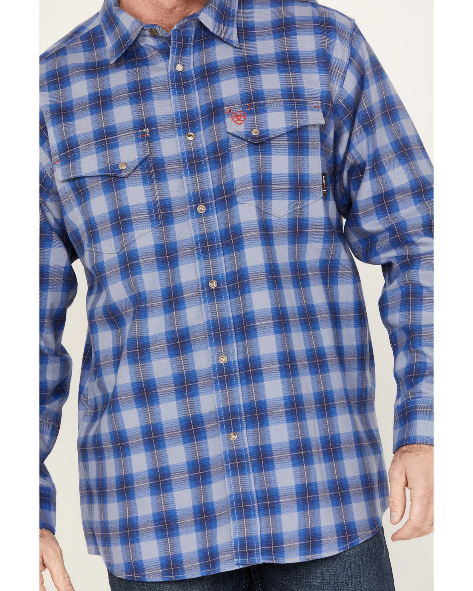 Ariat Men's FR Oz Plaid Print Long Sleeve Snap Work Shirt 3 Ariat Men's FR Oz Plaid Print Long Sleeve Snap Work Shirt - Image 3