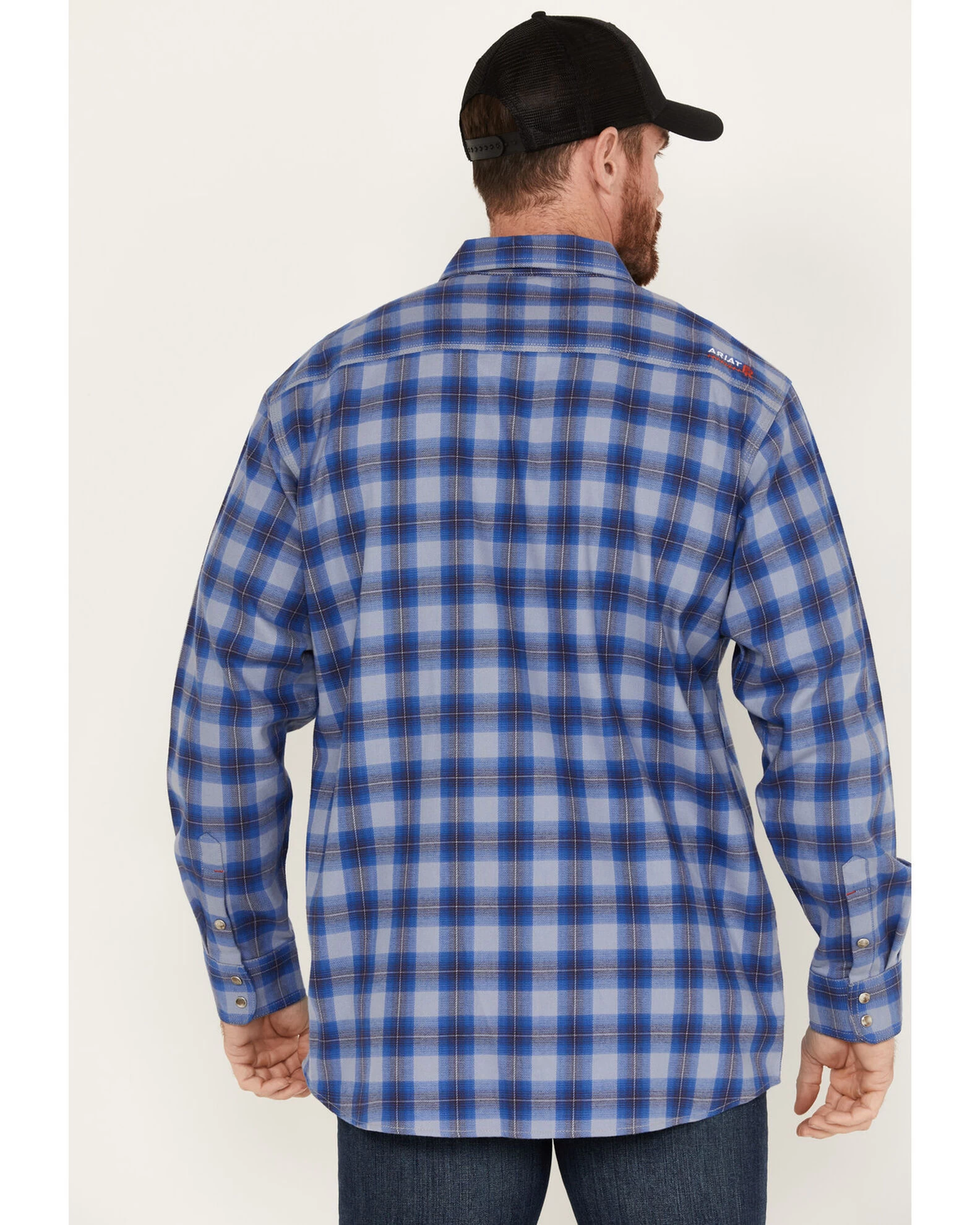 Ariat Men's FR Oz Plaid Print Long Sleeve Snap Work Shirt 4 Ariat Men's FR Oz Plaid Print Long Sleeve Snap Work Shirt - Image 4