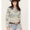 Rock & Roll Denim Women's Southwestern Print Long Sleeve Western Snap Shirt