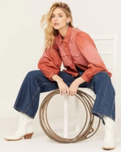 Panhandle Women's Ombre Puff Long Sleeve Snap Western Shirt -Cowboy Pradise 2000384998 850 P4