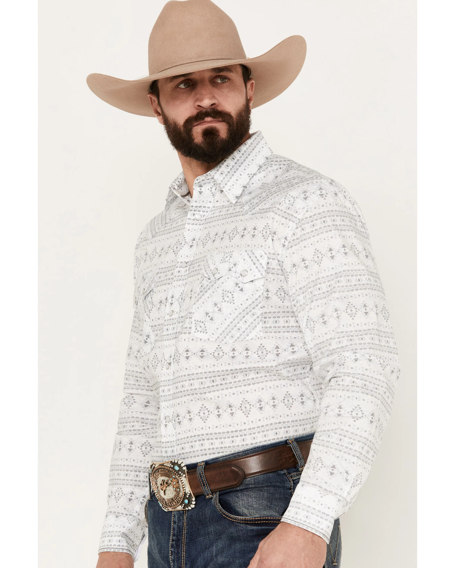 Rough Stock By Panhandle Men's Southwestern Print Long Sleeve Stretch Western Snap Shirt 2 Rough Stock By Panhandle Men's Southwestern Print Long Sleeve Stretch Western Snap Shirt - Image 2