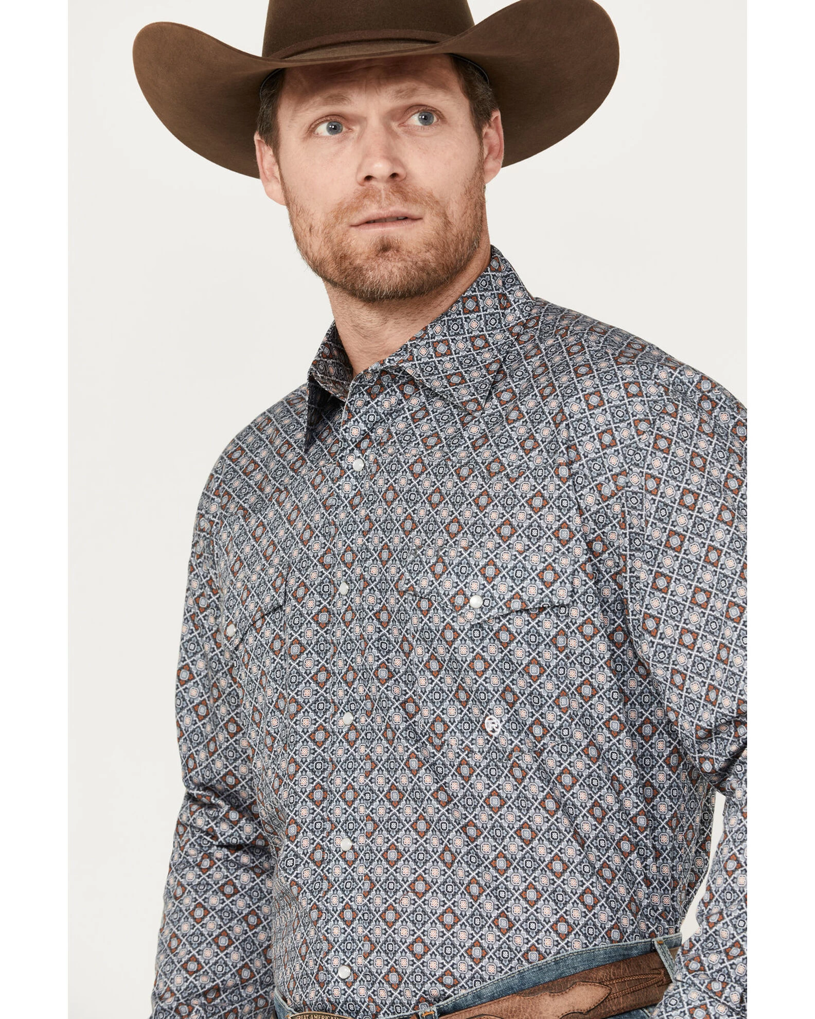 Roper Men's Amarillo Medallion Print Long Sleeve Pearl Snap Western Shirt 2 Roper Men's Amarillo Medallion Print Long Sleeve Pearl Snap Western Shirt - Image 2