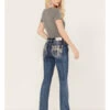 Miss Me Women's Dark Wash Mid Rise Non-Flap Pastel Cross Bootcut Jeans
